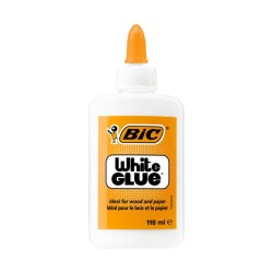 Klej szkolny w płynie BIC White Glue 118 ml z aplikatorem biały do papieru drewna
