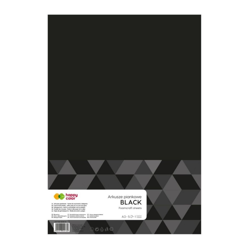 Arkusze piankowe A3 5 szt CZARNE Happy Color pianka DEKORACYJNA