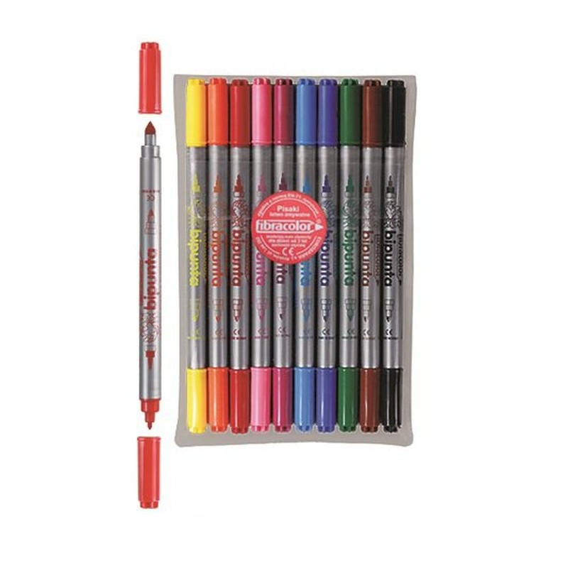 Pisaki dwustronne DOUBLE POINT x10 w etui Fibracolor