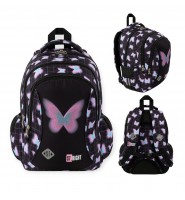 Plecak szkolny dla DZIEWCZYNKI St. Right wielokomorowy 3-komorowy PASTEL BUTTERFLY