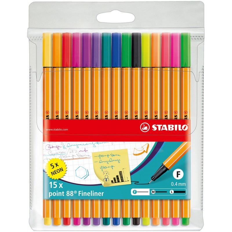 Cienkopisy STABILO 88/15-1 10+5 neon kolor
