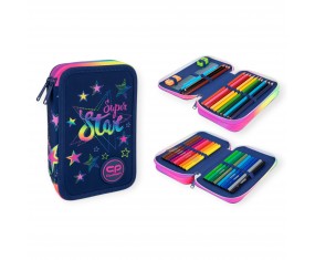 Piórnik Z WYPOSAŻENIEM STARS dwukomorowy PODWÓJNY dla dziewczynki Coolpack