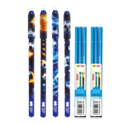 Zestaw 4x długopis ZMAZYWALNY wymazywalny ŚCIERALNY PIŁKA 6 wkładów dla chłopca HAPPY Color