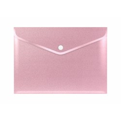 Teczka kopertowa A5 Stardust Pink PP RÓŻOWA BROKATOWA na zatrzask