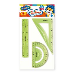 Zestaw GEOMETRYCZNY Bambino NIEŁAMLIWY Flexi 15 cm linijka ekierka kątomierz