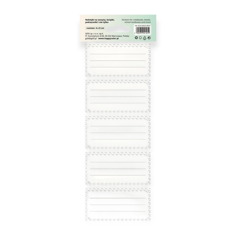 Naklejki szkolne na zeszyty SAMOPRZYLEPNE Happy Color Basic KROPKI 10 sztuk
