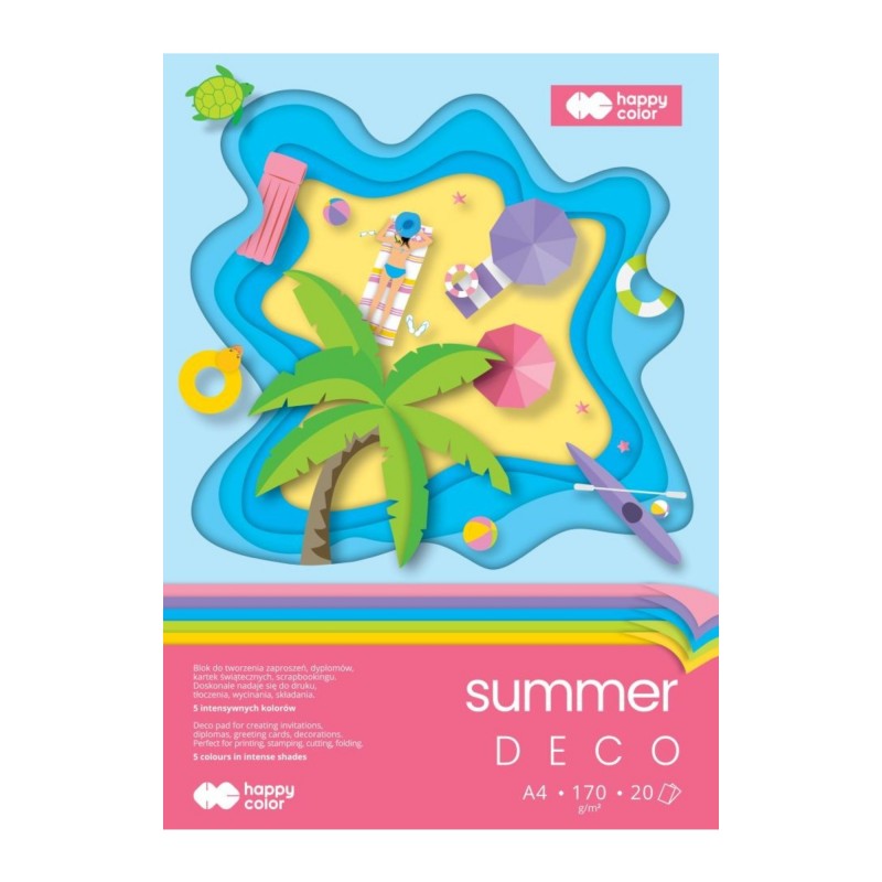 BLOK kreatywny dla dzieci A4 20 arkuszy 5 kolorów Happy Color Hobby Deco Summer