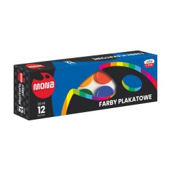 FARBY PLAKATOWE Mona 12 kolorów po 20 ml szkolne do malowania dzieci