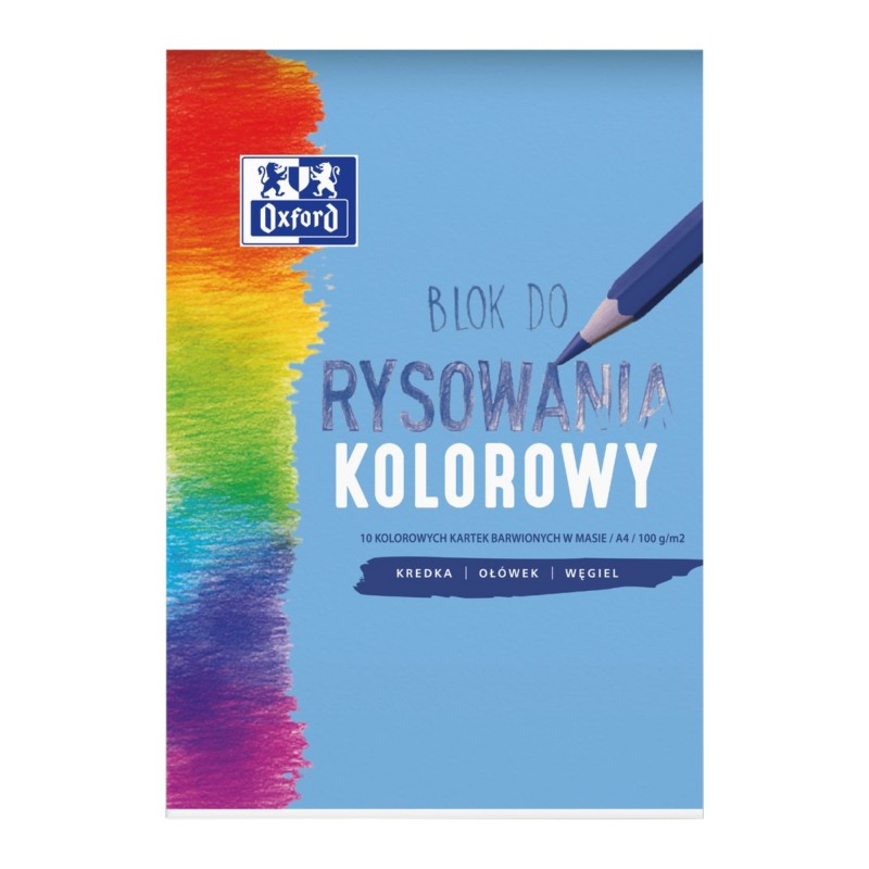 Blok RYSUNKOWY KOLOROWY A4 10 kartek OXFORD 100g/m2 PREMIUM
