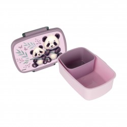 ŚNIADANIÓWKA LUNCHBOX PANDA DERFORM dla dzieci różowo-szara dla dziewczynki
