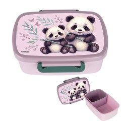 ŚNIADANIÓWKA LUNCHBOX PANDA DERFORM dla dzieci różowo-szara dla dziewczynki