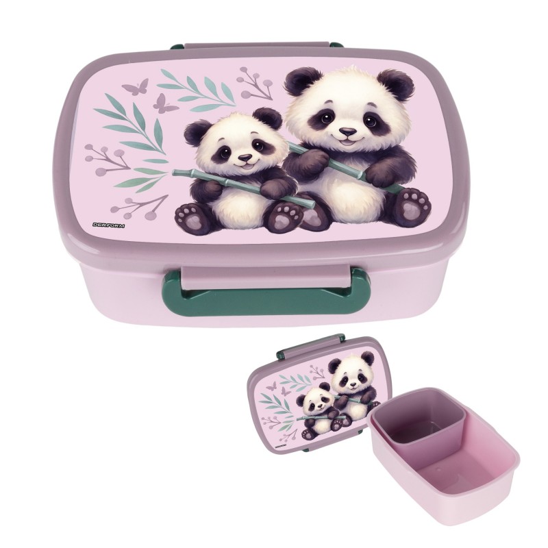 ŚNIADANIÓWKA LUNCHBOX PANDA DERFORM dla dzieci różowo-szara dla dziewczynki