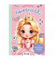 Kolorowanka dla DZIECI z NAKLEJKAMI książeczka kreatywna Księżniczki NALEPKI