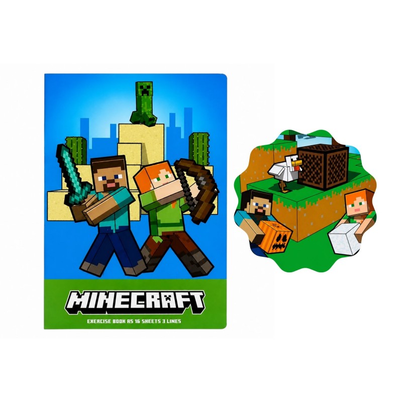 Zeszyt A5 16 kartek trzy linie DWULINIA kolorowa ASTRA Minecraft  szkolny dla chłopca