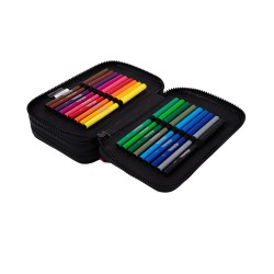 Piórnik z WYPOSAŻENIEM  3-komorowy K-Pop Dark jumper 3 COOLPACK dla dziewczynki różowy czarny