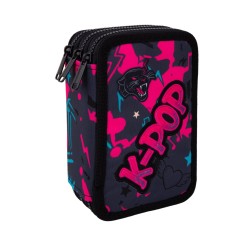 Piórnik z WYPOSAŻENIEM  3-komorowy K-Pop Dark jumper 3 COOLPACK dla dziewczynki różowy czarny