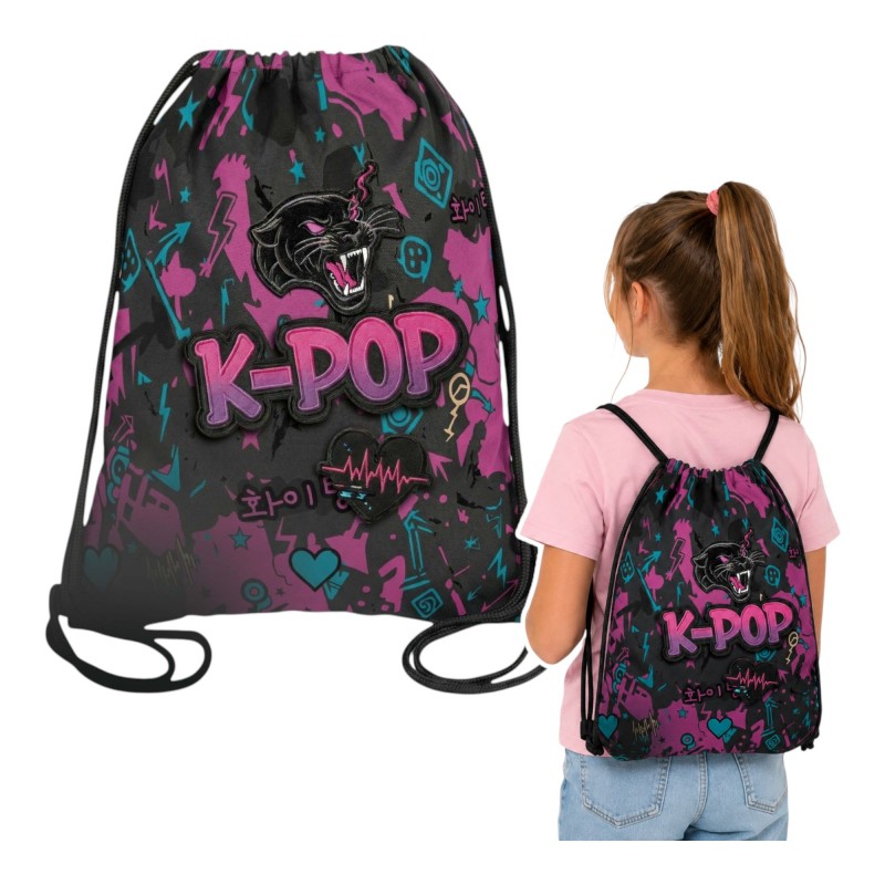 Worek na buty obuwie WF CoolPack Vert K-Pop Dark ciemny różowy czarny dla dziewczynki
