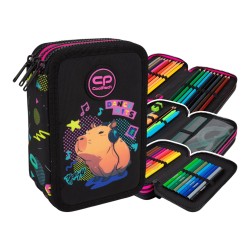 Piórnik POTRÓJNY z wyposażeniem  KAPIBARA dla dziewczynki CoolPack Jumper 3