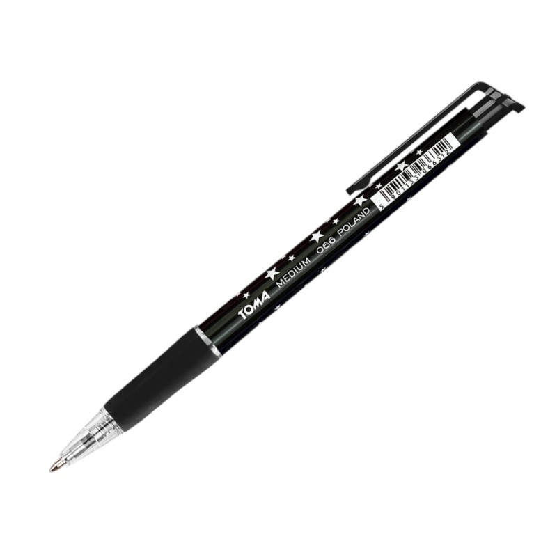 Długopis AUTOMATYCZNY OLEJOWY TOMA-066 Medium 1mm GWIAZDKI CZARNY