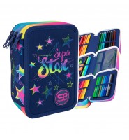 Piórnik z wyposażeniem trzykomorowy POTRÓJNY GWIAZDKI dla dziewczynki CoolPack