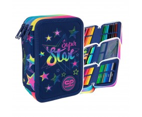 Piórnik z wyposażeniem trzykomorowy POTRÓJNY GWIAZDKI dla dziewczynki CoolPack