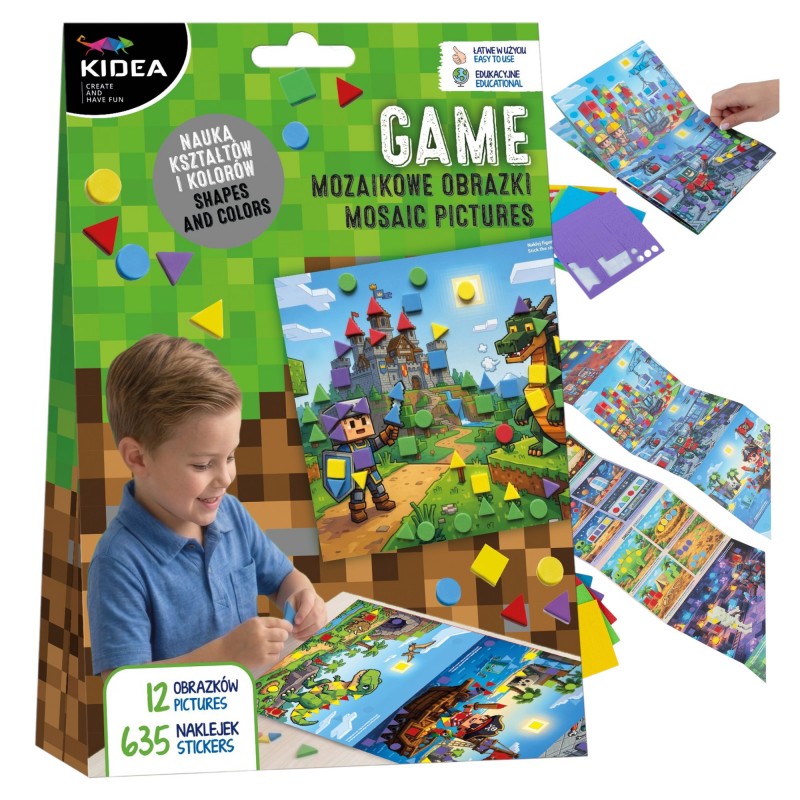 ZESTAW kreatywny WYKLEJANKA Mozaikowe obrazki PIXEL DLA DZIECI GAME KIDEA