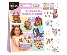 Pudełko niespodzianka długopis notes naklejki gumka bransoleta Kidea Blind BOX KIDEA