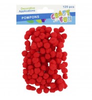 POMPONY CZERWONE dekoracyjne 1 CM 120 SZT  CRAFT WITH FUN