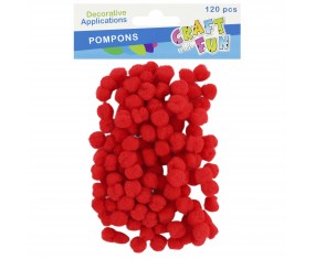 POMPONY CZERWONE dekoracyjne 1 CM 120 SZT  CRAFT WITH FUN