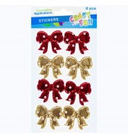Naklejki KOKARDKI CZERWONE ZŁOTE w białe kropki CRAFT WITH FUN