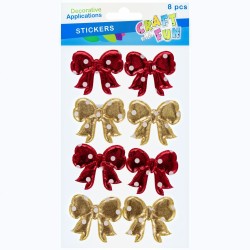 Naklejki KOKARDKI CZERWONE ZŁOTE w białe kropki CRAFT WITH FUN