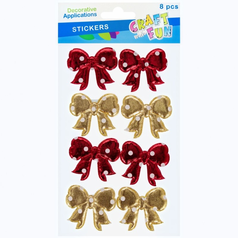 Naklejki KOKARDKI CZERWONE ZŁOTE w białe kropki CRAFT WITH FUN