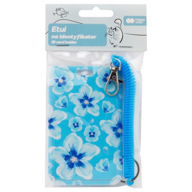 ETUI NA LEGITYMACJĘ identyfikator niebieskie kwiaty HOLDER TWARDY