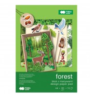 Blok PAPIER OZDOBNY A4 FOREST leśny 16 arkuszy 80G 28 motywów do dekoracji