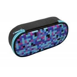 Piórnik saszetka z 1 zamkiem i klapką wewnętrzną, owalny, PIXI blue, Happy Color