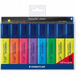 Zakreślacz Textsurfer classic,  6+2 kolory w etui, Staedtler