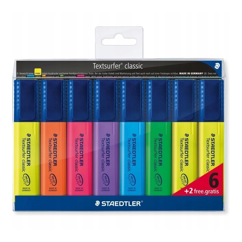 Zakreślacz Textsurfer classic,  6+2 kolory w etui, Staedtler