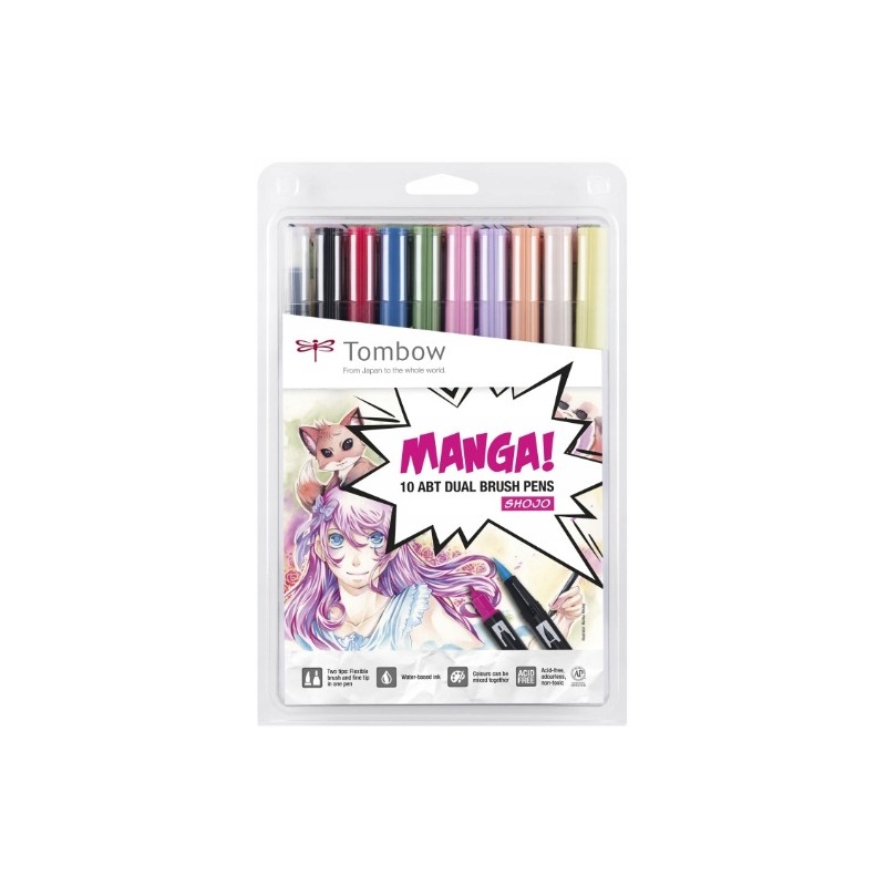 Flamastry dwustronne Manga Shojo, 10 szt. Tombow