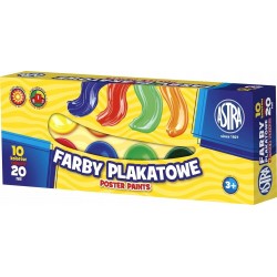 Farby plakatowe szkolne 10 kolorów 20 ML Astra
