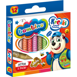 Kredki BAMBINO, 12 kolorów - świecowe/grafionowe
